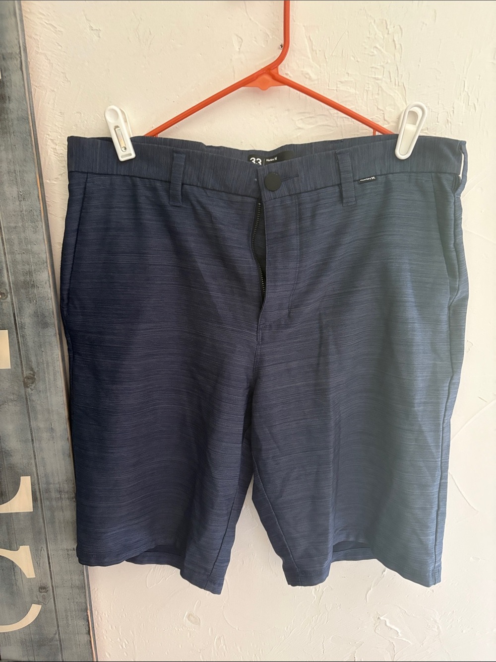 Hurley Men's Navy Textured Flat-Front Shorts